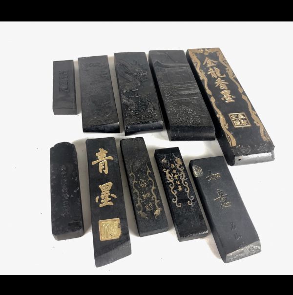 樂】 書道道具 唐物 古墨 呉竹精昇堂 微州老胡開文 勝榮堂製 十本 時代