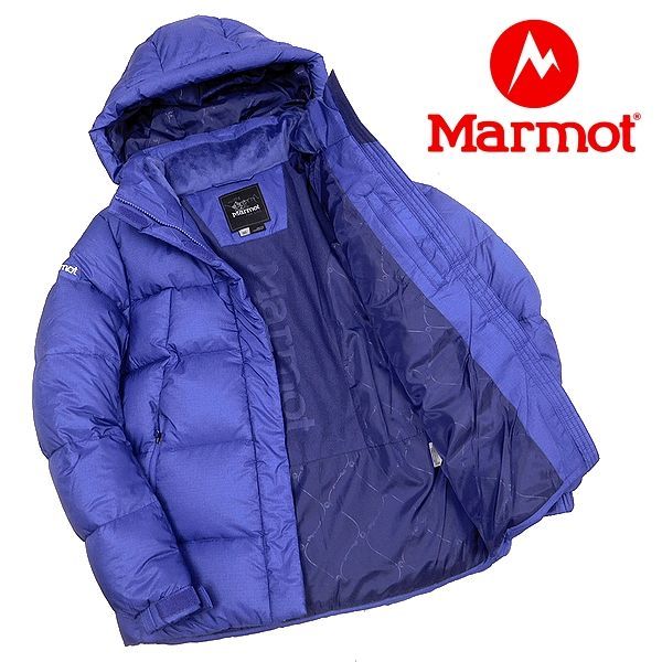 Marmot マーモット 定4.9万 新品 保温 防寒 軽量 グースダウン フリースカラー フード付 ダブルジップ ジャケット 青紫 90▲032▼1125_t60