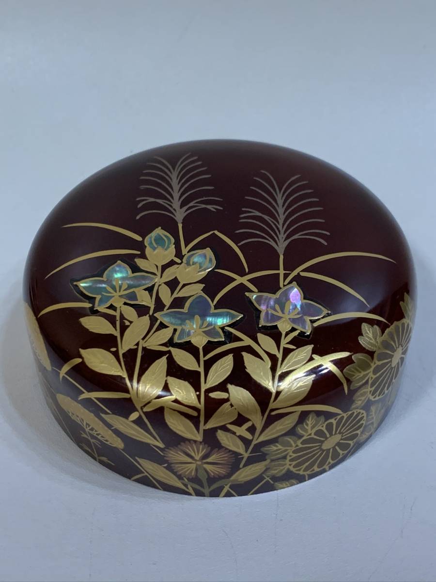 大棗 茶道具 ウ258 棗『奥津一心斉作』『月に秋草鈴虫蒔絵 共箱』漆塗