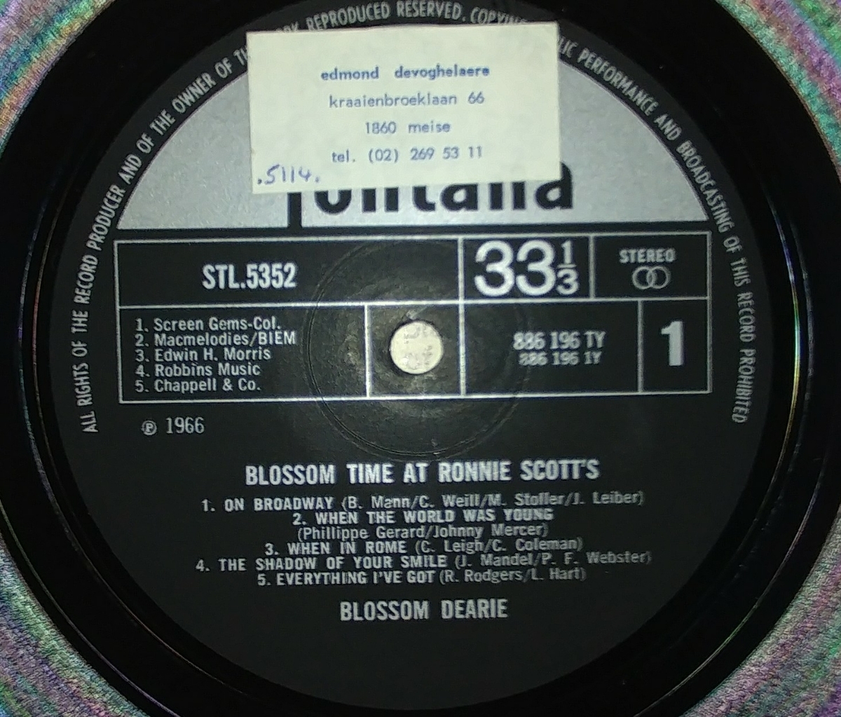 Blossom Dearie/Blossom Time At Ronnie Scott's/英Org./Stereo 1967年