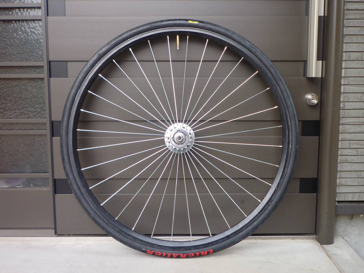 【激安大特価，安い】 ピスト シングル用 リアホイール120mm 強化版32本ラジアル組み タイヤつき(27インチ、700C)｜売買されたオークション情報、yahooの商品情報をアーカイブ公開 - オークファン ホイール（完組、手組）