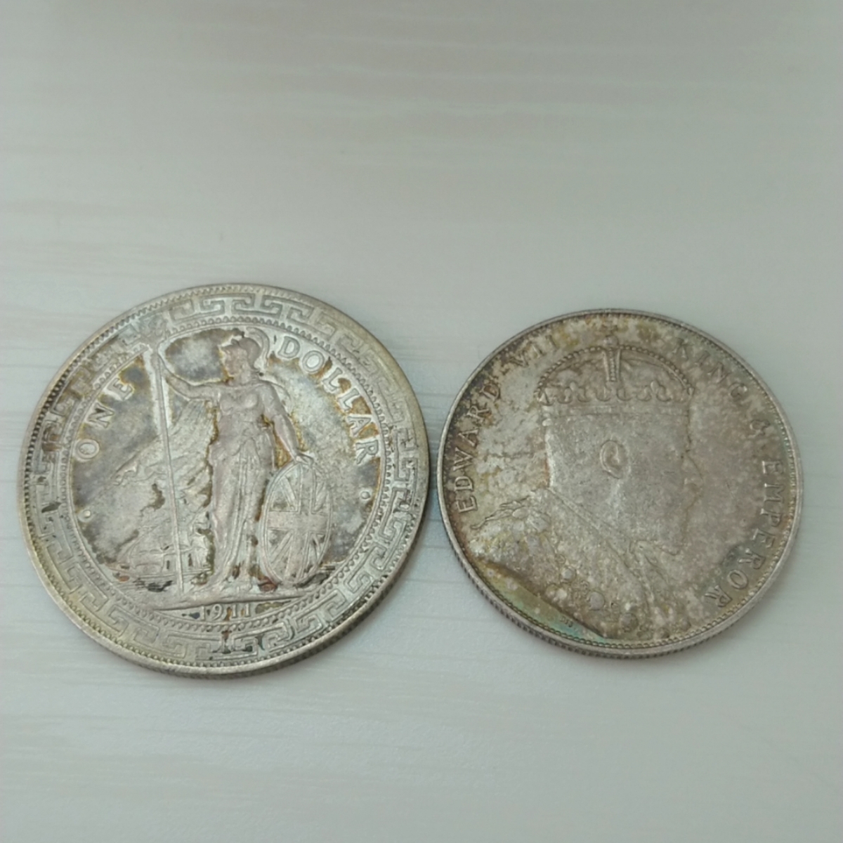 銀貨 - 1907H-英領海峡植民地エドワード7世 NGC認証 小型1ドル銀貨