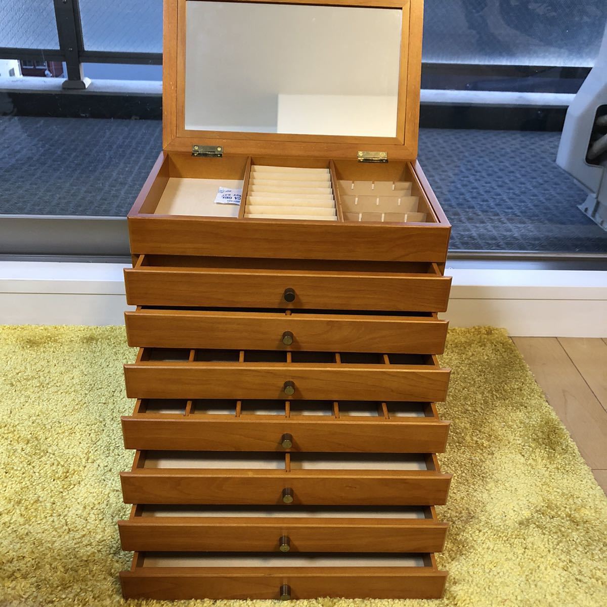 木製ジュエリーボックス 8段引き出し 大容量 ジュエリーボックス 宝石