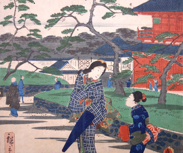  慶應 本物保証 三代歌川豊国 二代歌川広重 作 浮世絵手摺木版画 錦絵名所絵 江戸自慢三十六興 増上寺大鐘 44(名所絵)｜売買されたオークション情報、yahooの商品情報をアーカイブ公開 - オー 名所絵