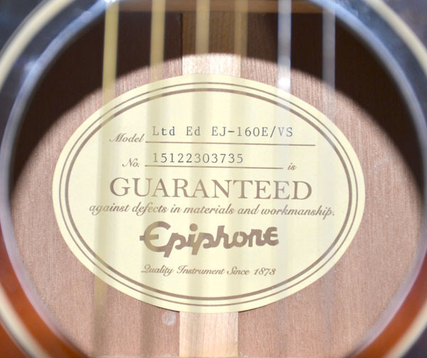 VS Epiphone Edition EJ-160E Limited (Vintage Sunburst ⁄ | エレアコ
