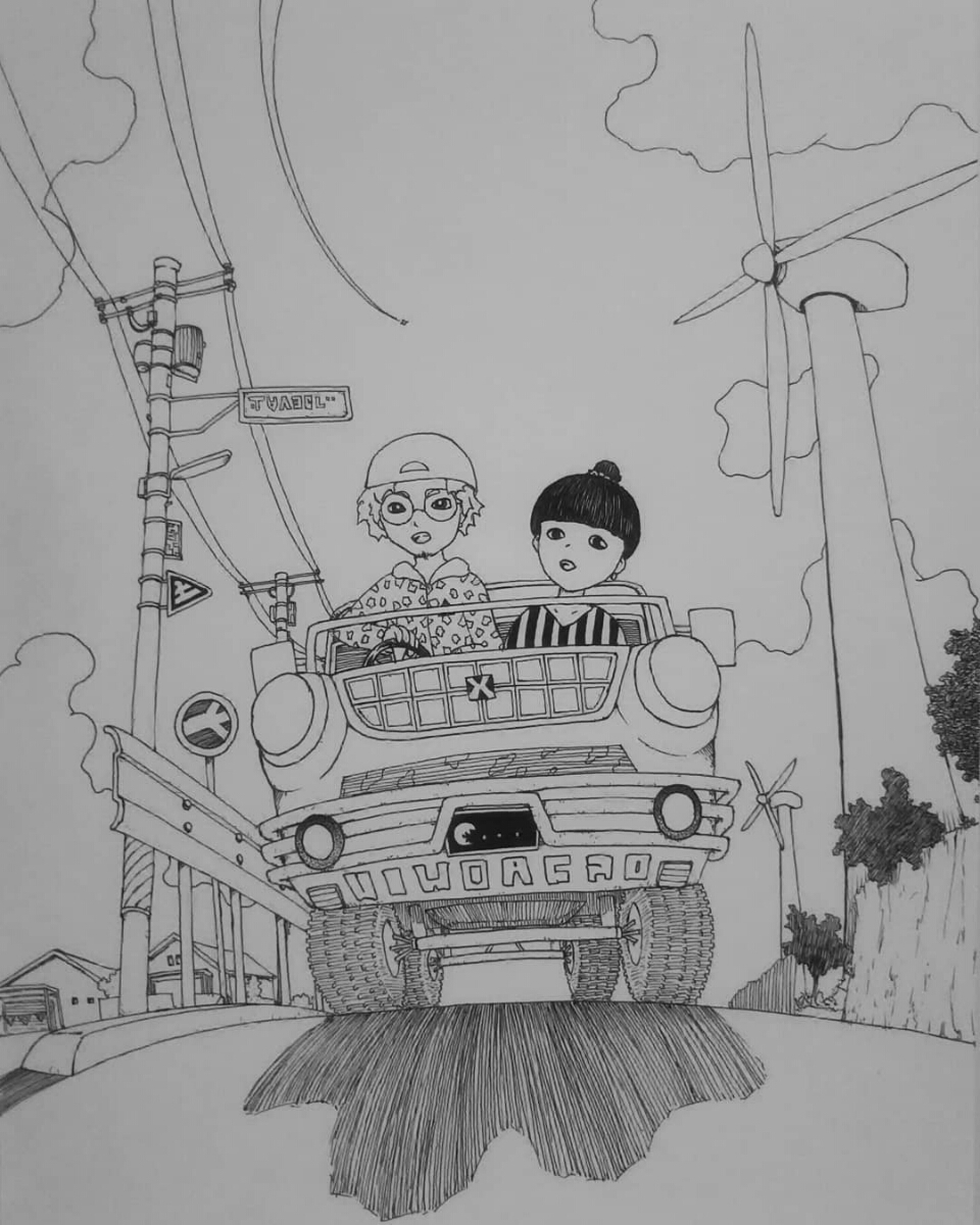 オリジナルイラスト 手描きイラスト ドライブにいこう ハンドメイド インテリア 車 道 絵 モノクロ アナログ アート 原画 自作 お洒落 手描き イラスト 売買されたオークション情報 Yahooの商品情報をアーカイブ公開 オークファン Aucfan Com