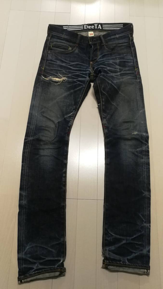 DeeTAディーティーエー中古加工デニムパンツ28インディゴ ダメージ加工