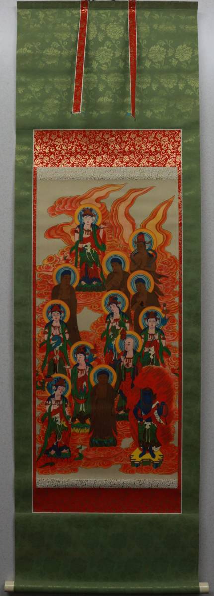 真作 福田素仙 十三仏 掛軸 肉筆絹本 共箱 落款 仏画 仏教美術 供養
