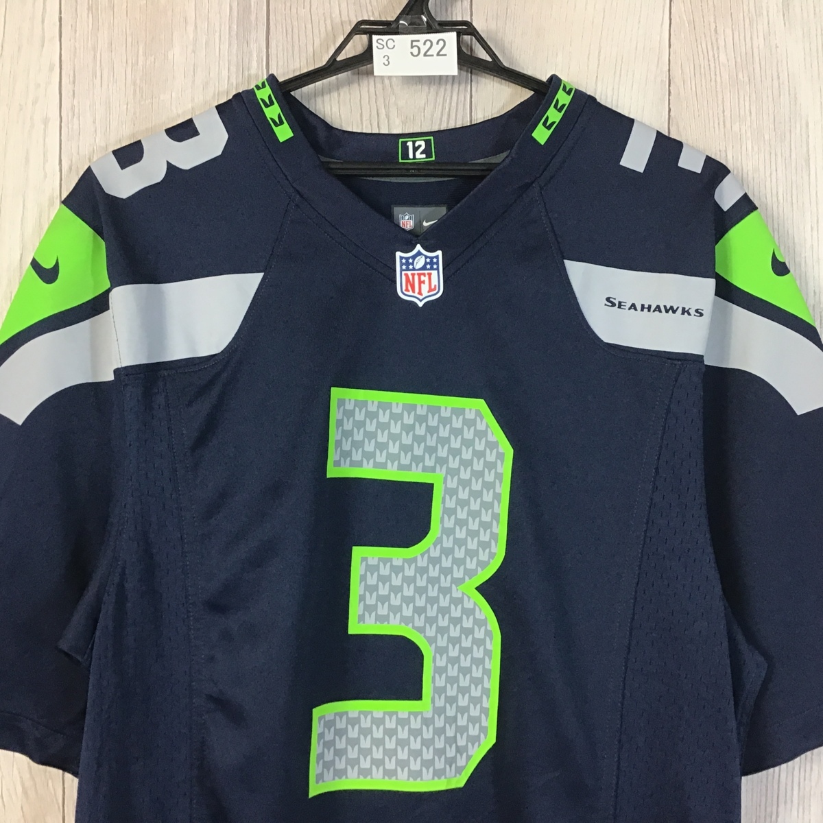 定番人気，新作 SC3-522 USA直輸入 NIKE&times;NFL シアトル シーホークス &rdquo;#3 WILSON&rdquo; オフィシャルゲームシャツ メンズ S 紺 アメフト スポーツ(記念グッズ)｜売買されたオークション情報、yahooの商品情報を 記念グッズ