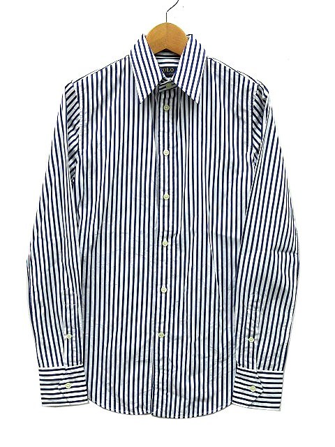 【超激得，超激得，HOT】 ポロ ラルフローレン POLO RALPH LAUREN ストライプ シャツ 長袖 ワンポイント ブルー ホワイト 0 150/80A レディース(長袖シャツ)｜売買されたオークション情報、yahooの商品情報をアーカイブ公開 - 女性用