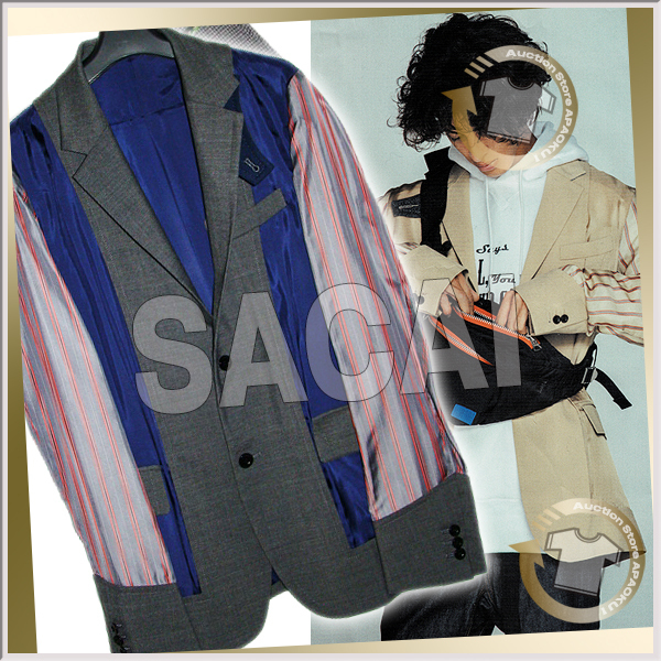 60□20SS サカイ sacai テーラードジャケット チャコール1 ポパイ掲載