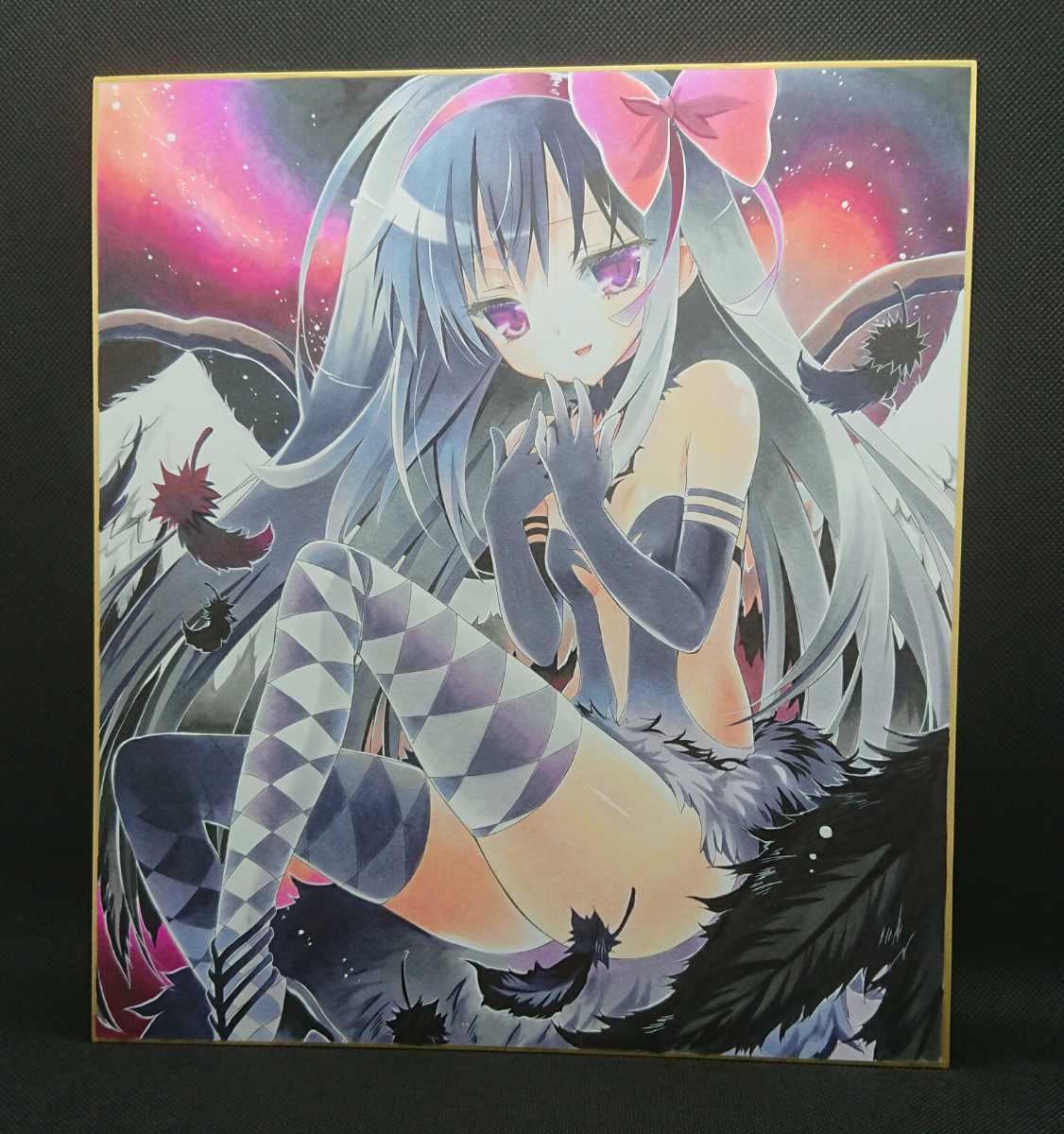 同人手書きイラスト色紙 魔法少女まどか☆マギカ 暁美ほむら 悪魔