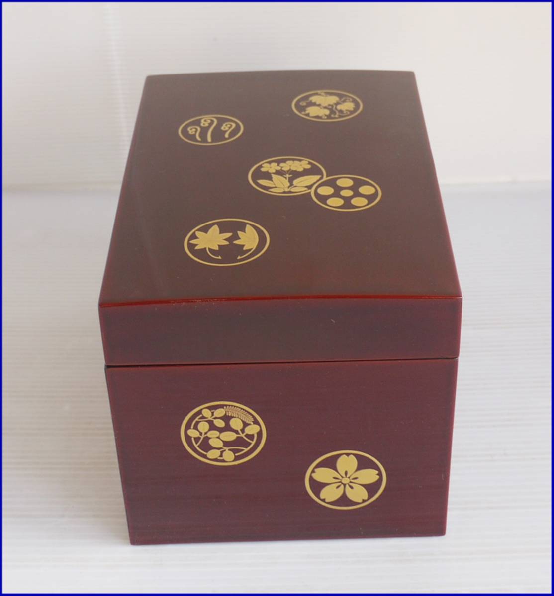 溜塗雪月花蒔絵　利休茶箱 茶道具 茶箱 利休茶箱 四季草花丸紋蒔絵 木製 溜塗 未使用