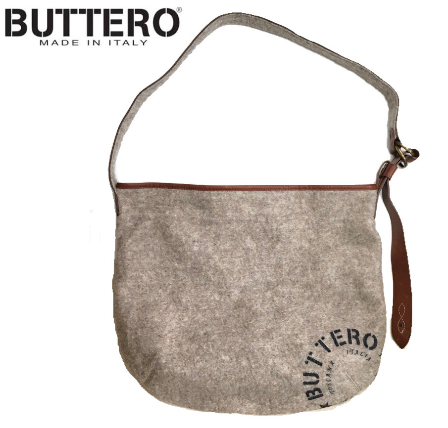 ☆BUTTERO ブッテロ 上質 ウール×本革 レザー ショルダーバッグ 