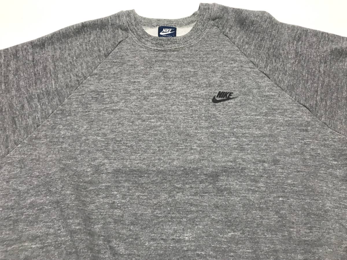 希少】80s NIKE ナイキ 霜降グレー スウェット 紺タグ USA製 薄手 