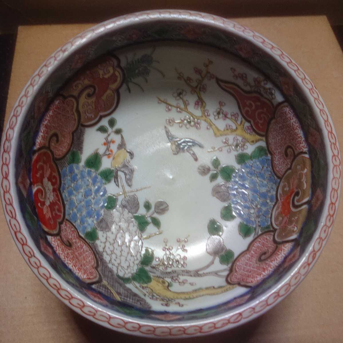 古伊万里 時代伊万里 花鳥文 盃洗 箱無し(色絵)｜売買された