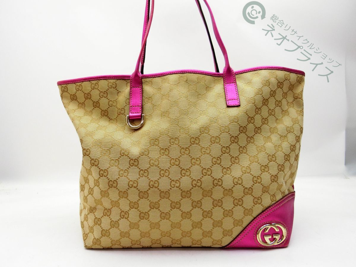 ◇N18727 GUCCI グッチ GGキャンバス× レザー トート バッグ GUCCI
