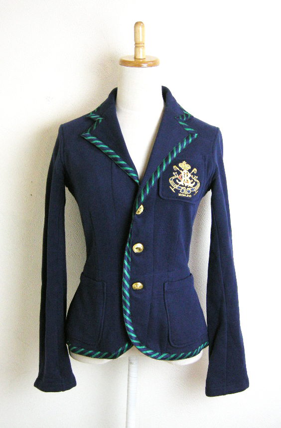 □Ralph Lauren【ラルフローレン】ネイビー 金ボタン スウェット 生地 