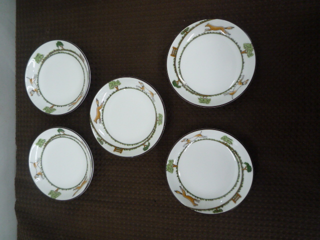 P882 WEDGWOOD ウェッジウッド HUNTING SCENES ハンティングシーン ミニプレート 5セット プチトレイ 小皿_1