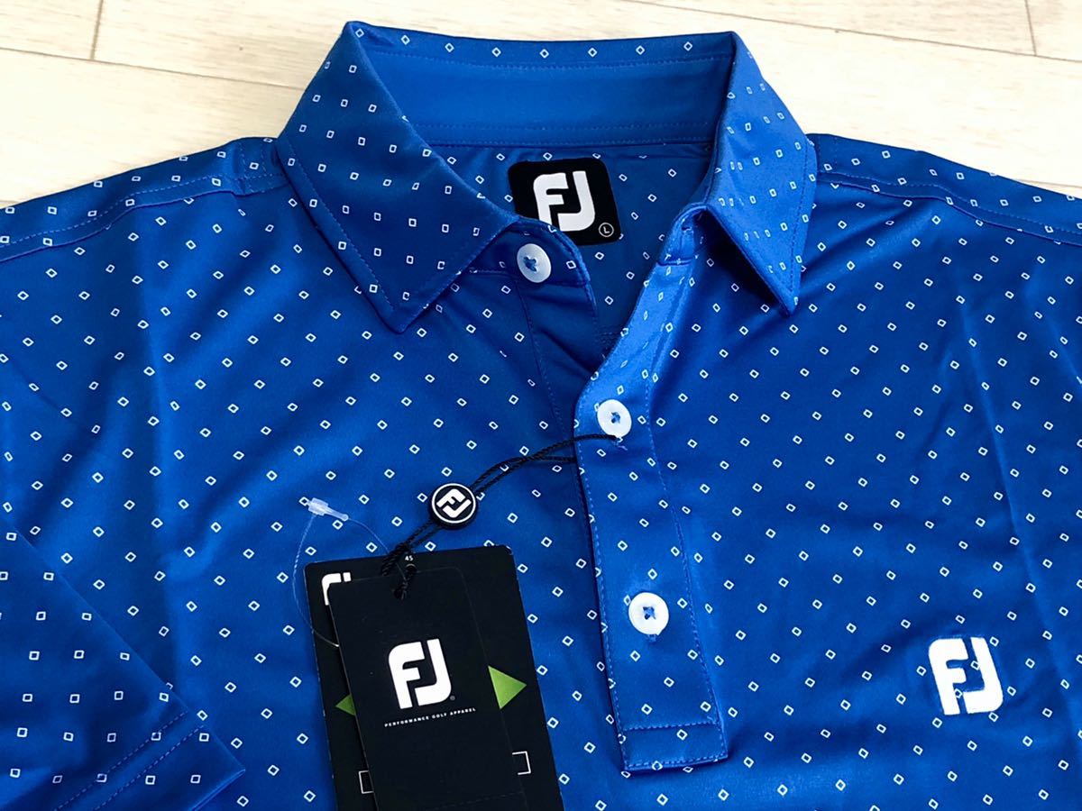 格安，正規品 FootJoy フットジョイ ダイヤ柄 吸汗速乾 4WAYストレッチ 半袖ポロシャツ 青 サイズM 送料188円(タイトリスト)｜売買されたオークション情報、yahooの商品情報をアーカイブ公開 - オークファン シャツ