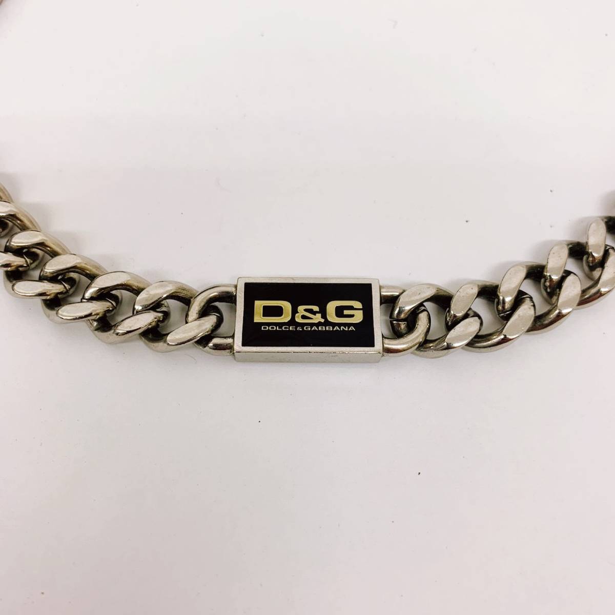 DOLCE&GABBANA チェーンネックレス☆76g/48cm/シルバー色×ブラック