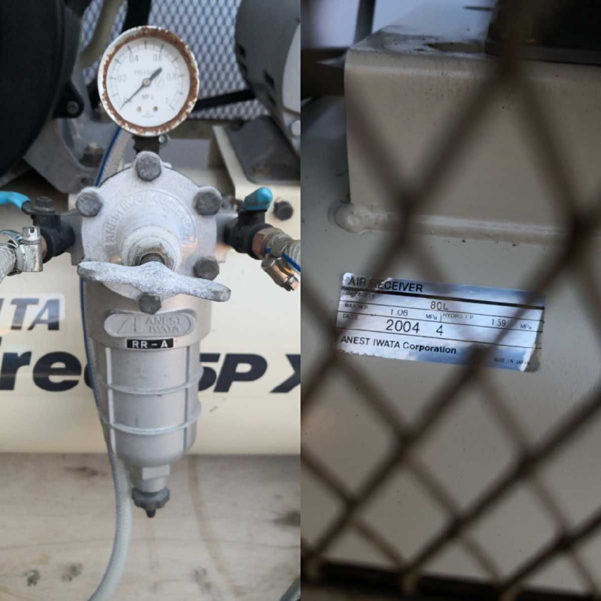J-M 汎用型 コンプレッサー 中古 oilfree モリタ OLD-15PX V型 1.5KW 2馬力 静音型 三相200V 80L MORITA 15PX