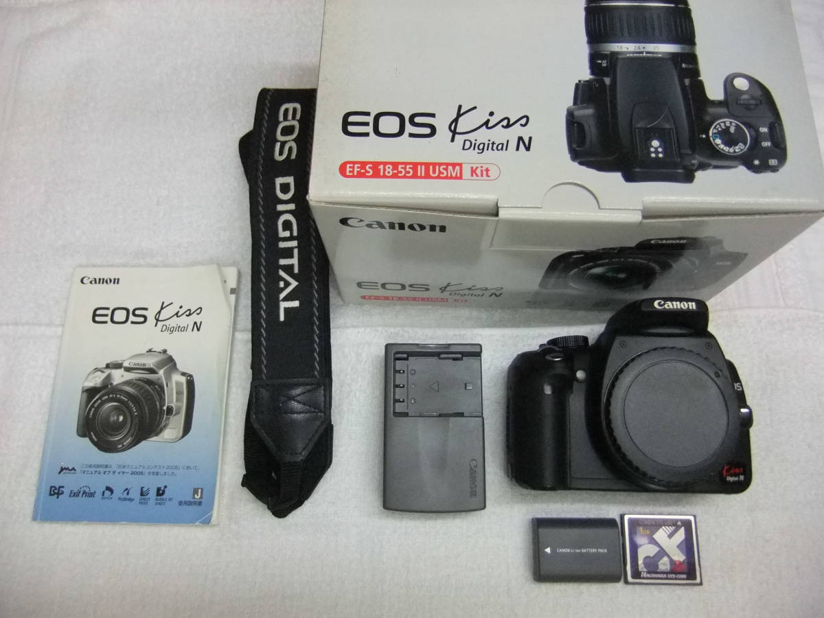 HOT キャノン CANON EOS KISS N ボディ 800万画素 元箱 取扱説明書 ストラップ CFカード付(キヤノン)｜売買されたオークション情報、yahooの商品情報をアーカイブ公開 - オークファン キヤノン