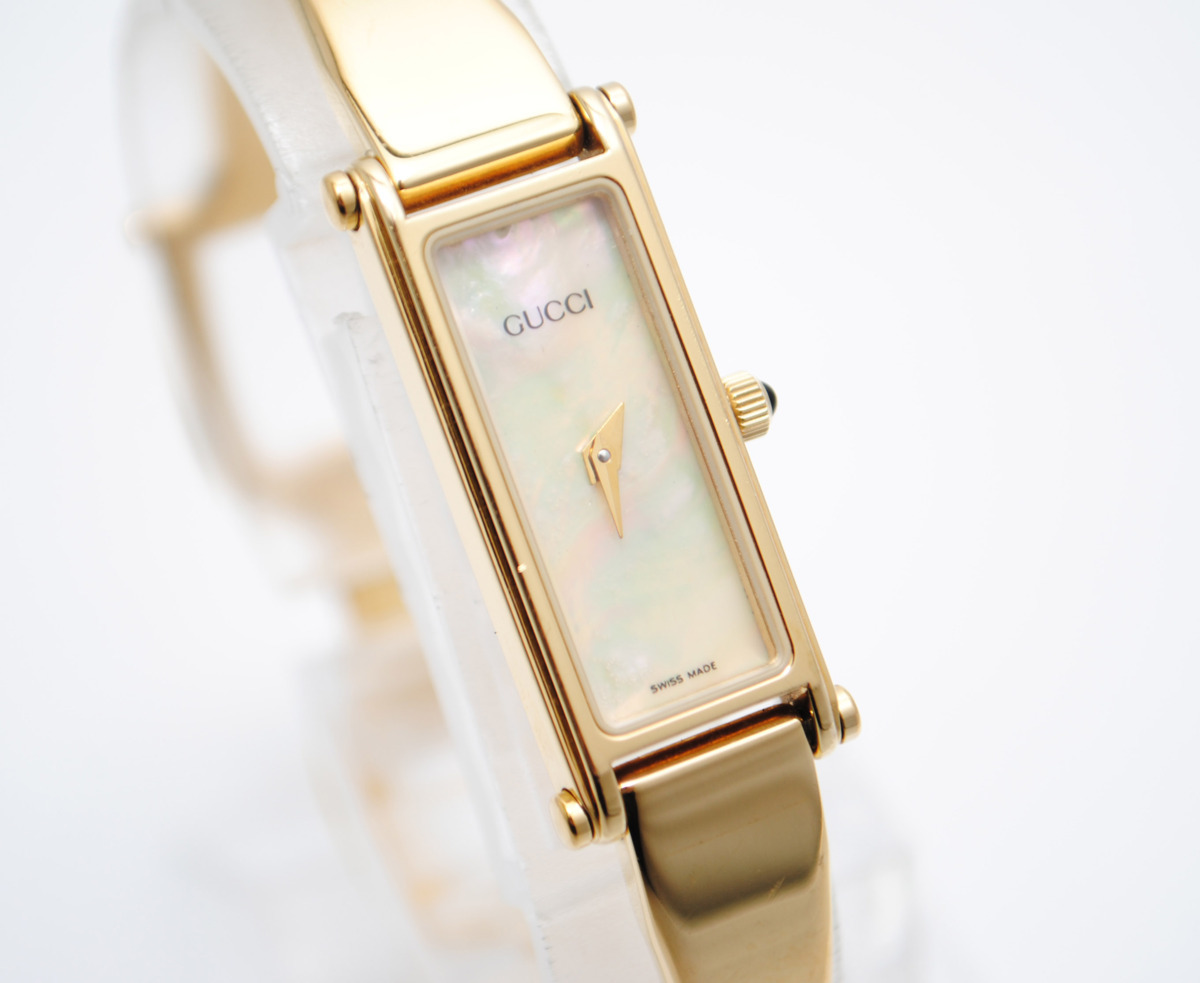 美品] 稼働品【GUCCI】グッチ 1500L GP バングル シェル文字盤 動作OK