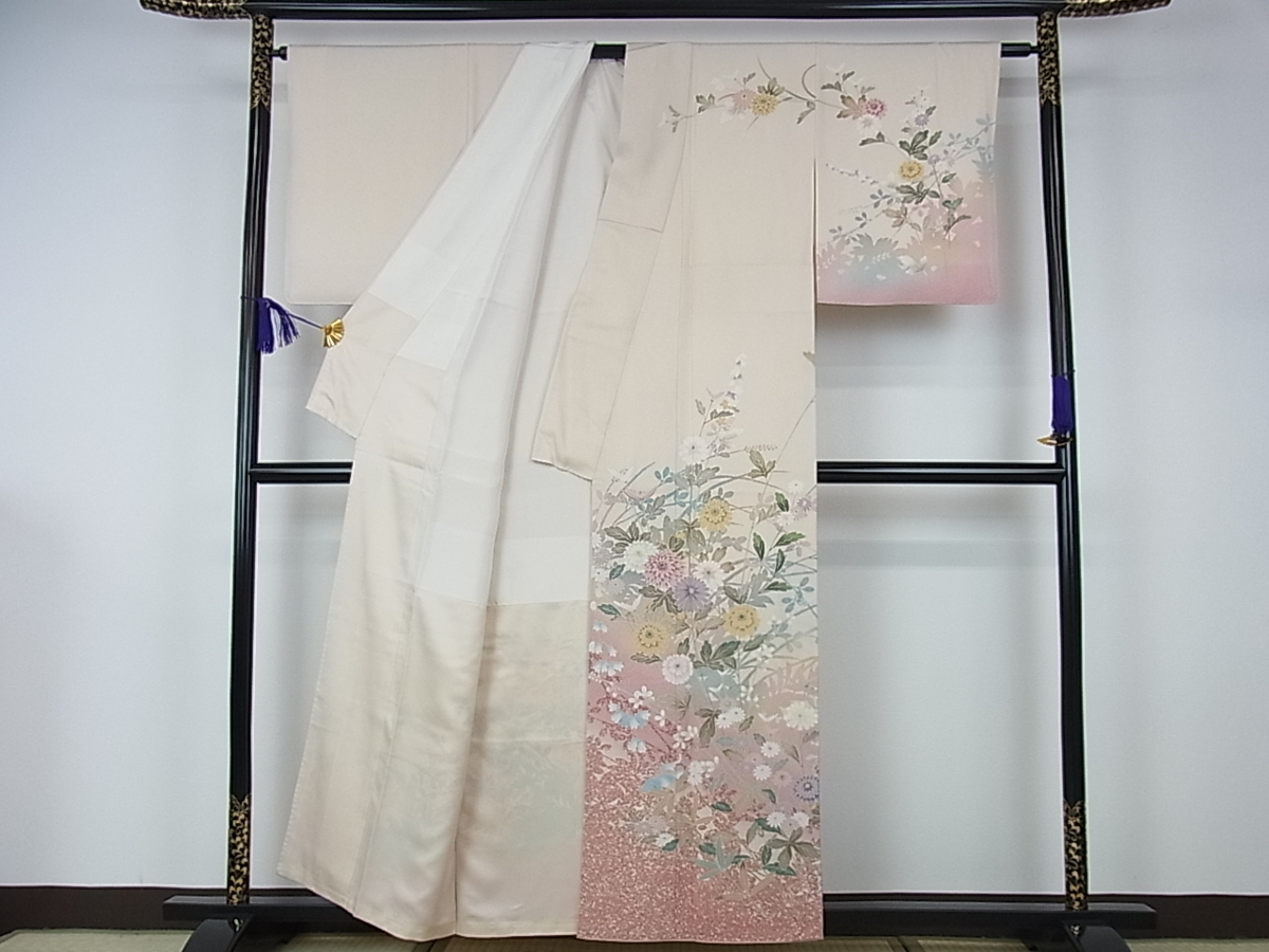 ベストストア日本一受賞店！■花美人着物■訪問着　友禅　作家物　草花文　たたき染め　逸品g746_2