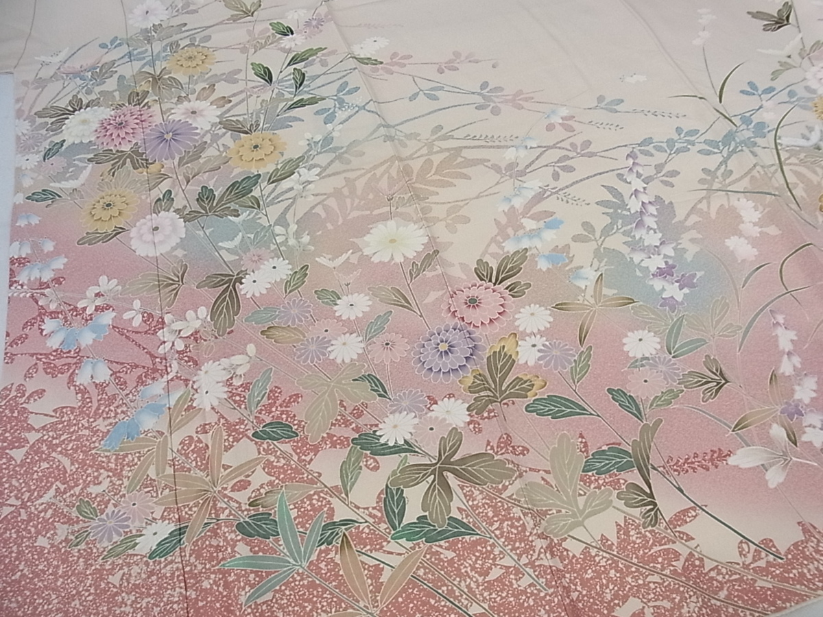 ベストストア日本一受賞店！■花美人着物■訪問着　友禅　作家物　草花文　たたき染め　逸品g746_3