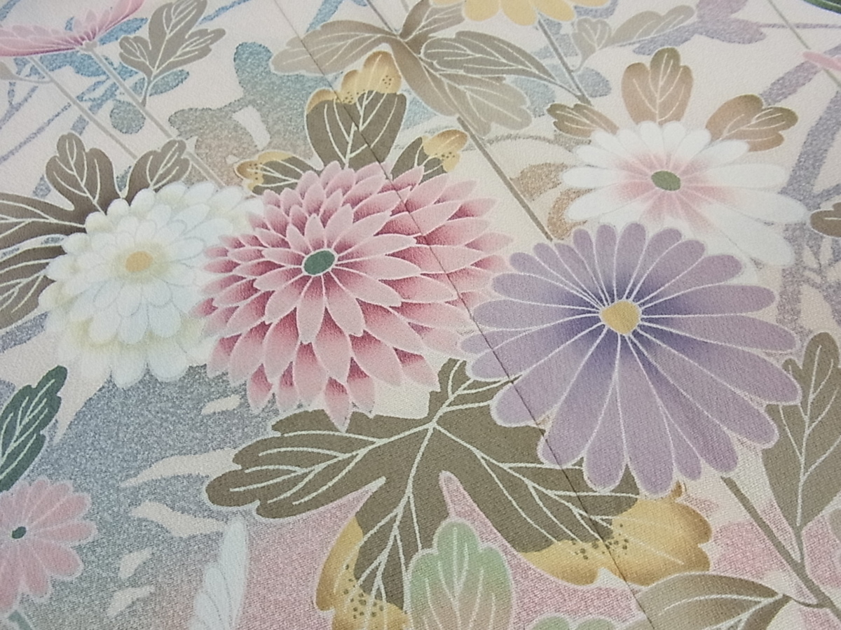 ベストストア日本一受賞店！■花美人着物■訪問着　友禅　作家物　草花文　たたき染め　逸品g746_4