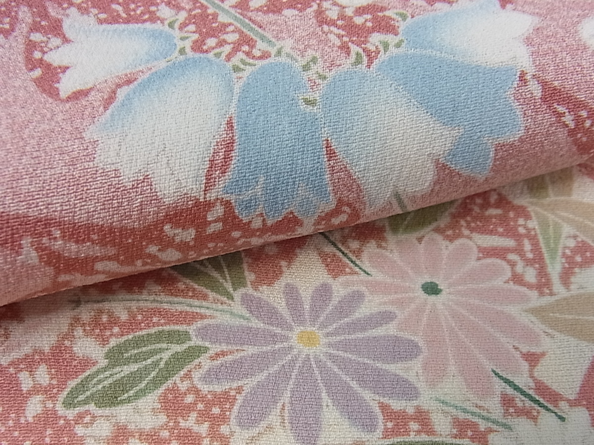 ベストストア日本一受賞店！■花美人着物■訪問着　友禅　作家物　草花文　たたき染め　逸品g746_5