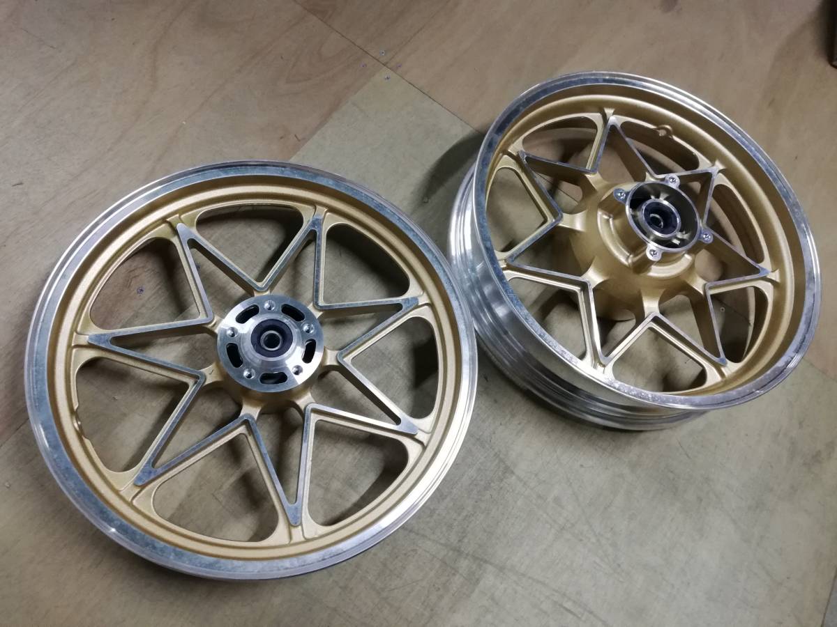 ゼファー400 キャスト ホイール 金/③ZR400 ゴールドBEETカスタム 前後 