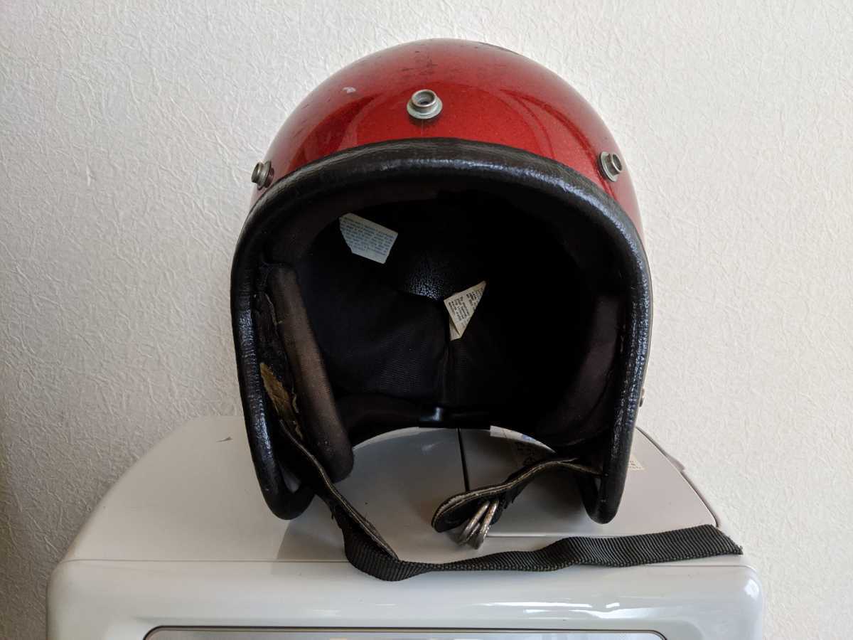 鑑賞用ビンテージジェットヘルメット赤ラメ 70s ヘルメット ラメ 