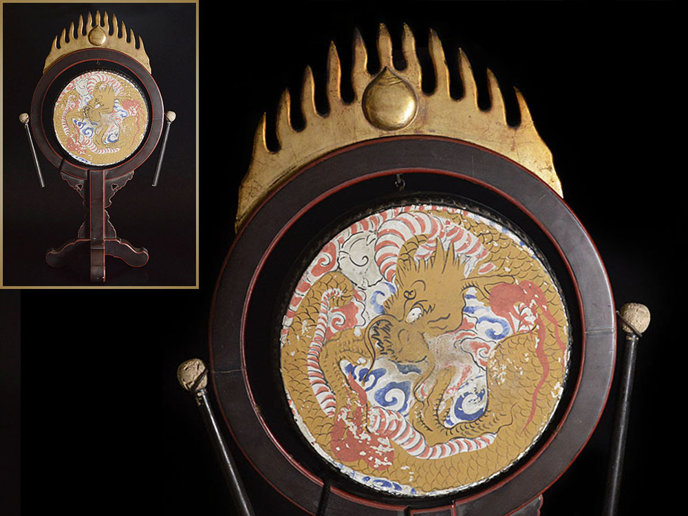 得価，限定セール 雲 寺院買取 時代 仏教美術 楽太鼓 彩色雲龍図火焔太鼓 吊太鼓 雅楽 台付 仏具 C2728 CTAB93e(和楽器)｜売買されたオークション情報、yahooの商品情報をアーカイブ公開 - オークファン その他