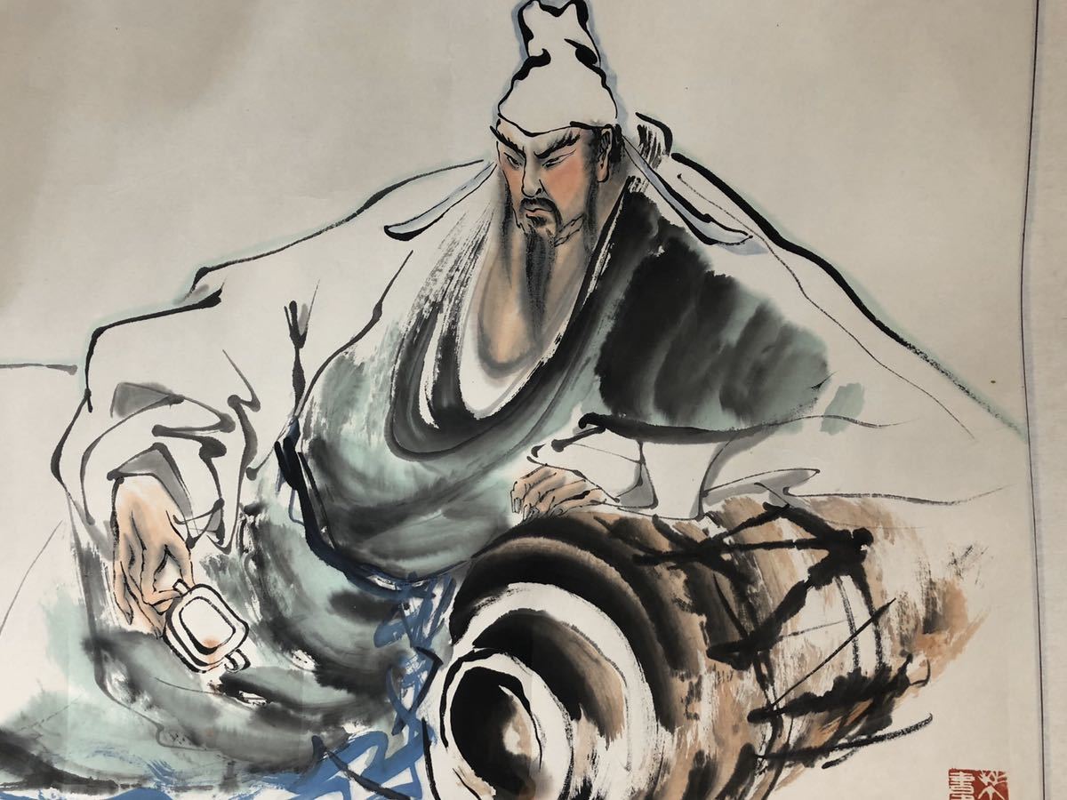 時代の掛軸　山水図肉筆保証　中国美术品 日本　中国<BR> X892C16-7 模写】【伝来】 中国美術 絹本 山水図 水墨山水 遠景山水 古掛軸 肉筆