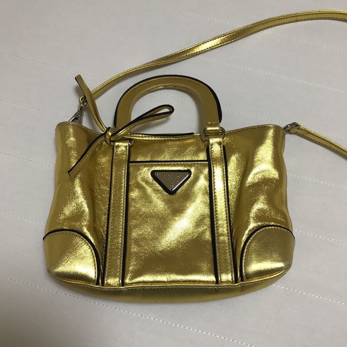 ブルガリ ロゴマニア ハンドバッグ ジャガード×レザー ベージュ