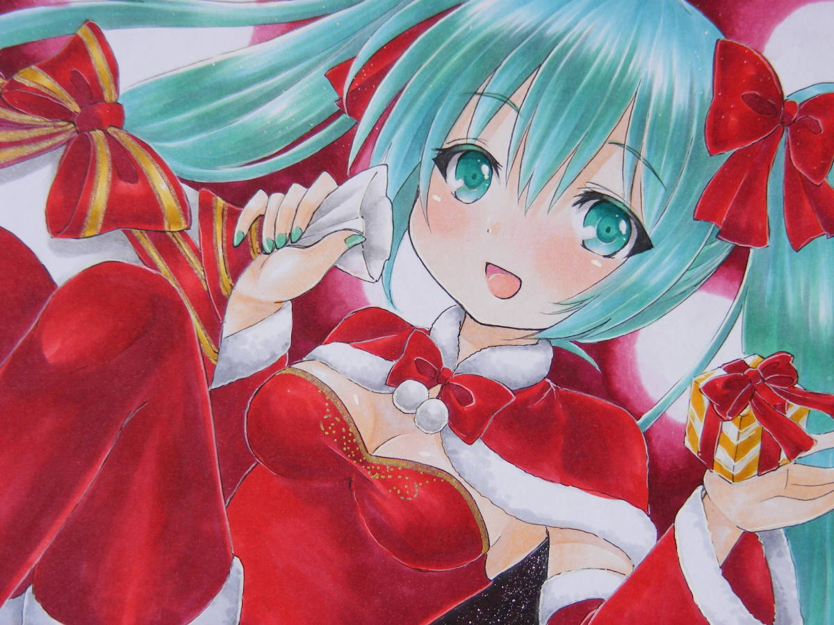 厳選 手描きイラスト 色紙 同人 初音ミク サンタコス 手描きイラスト 売買されたオークション情報 Yahooの商品情報をアーカイブ公開 オークファン Aucfan Com