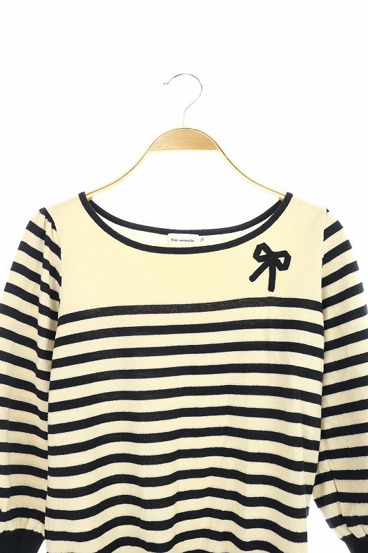 ボンメルスリード アナトリエ Bon Mercerie De Anatelier ニット カットソー ボーダー 七分袖 38 ベージュ 黒 Ao Os レディース その他の袖丈 売買されたオークション情報 Yahooの商品情報をアーカイブ公開 オークファン Aucfan Com