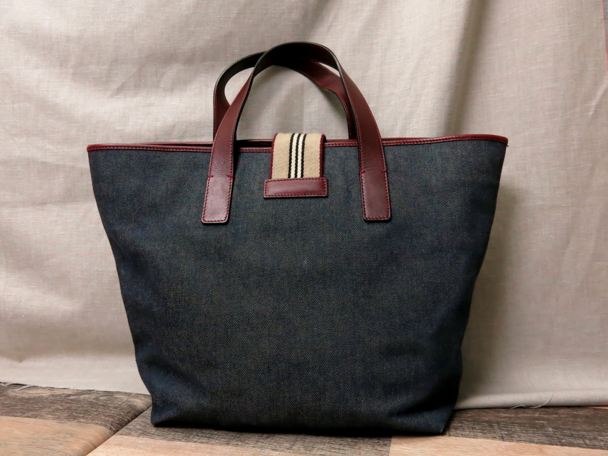 ○超美品○BURBERRY バーバリー○デニム レザー 本革○トート バッグ 