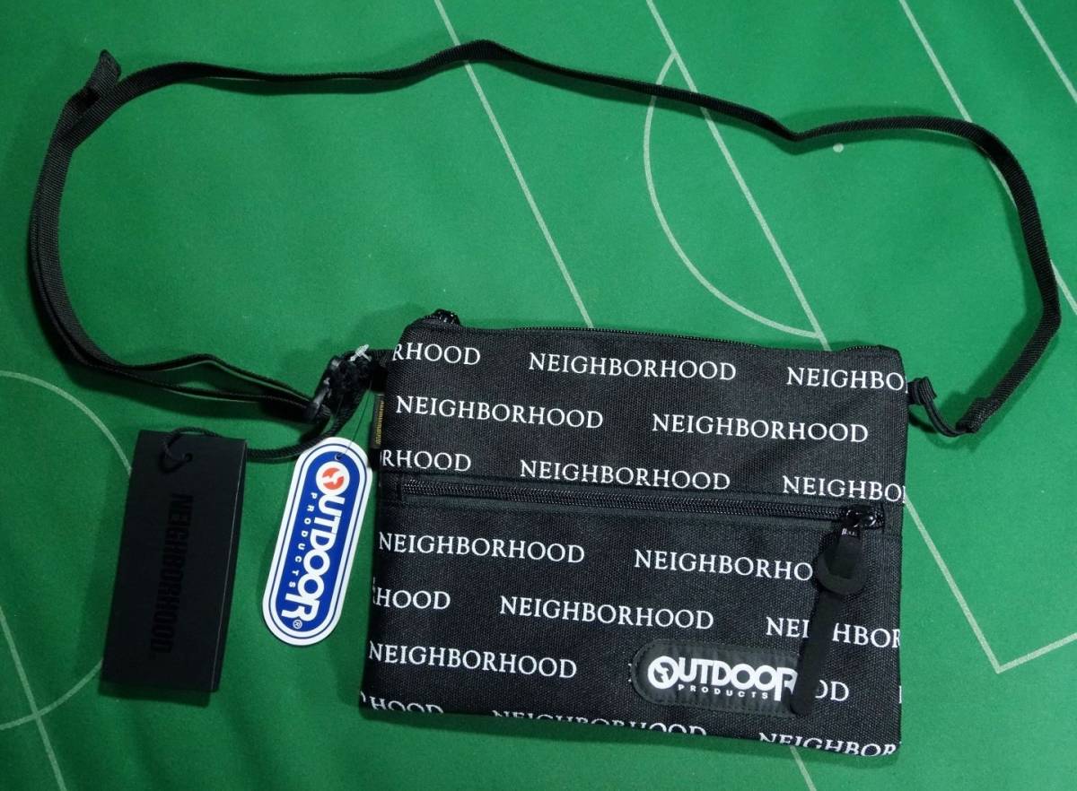 □NEIGHBORHOOD x OUTDOOR PRODUCTS コラボ ロゴ総柄 サコッシュ E 