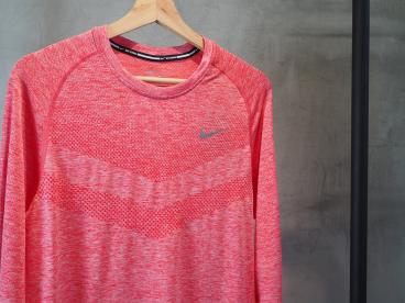 Nike Dri-FIT Red Men's - Knit L Long-Sleeve Top Jersey T-Shirt Sleeve V – (Stock) Red&frasl;Black