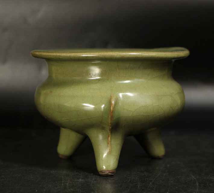 龍泉窯 青磁三足香炉 博物館展示品 来歴有 宋時代 0 龍泉三