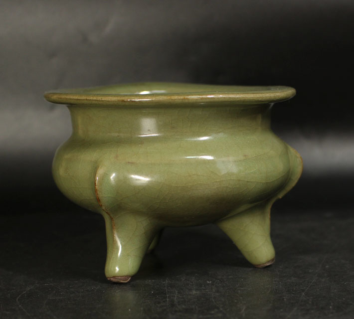 龍泉窯 青磁三足香炉 博物館展示品 来歴有 宋時代 0 龍泉三