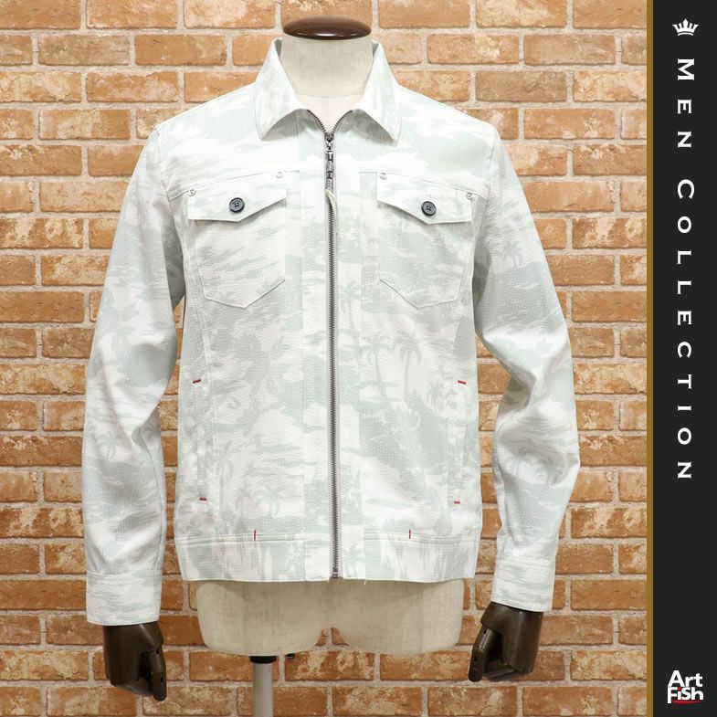【セール，100%新品】 1円/19春夏/barassi MILANO/48 L サイズ/スイングトップ 清涼サッカー ヤシの木 リゾート柄 日本製生地 ブルゾン /白&times;グレー/ay121/(ゴルフ)｜売買されたオークション情報、yahooの商品情報をアー その他