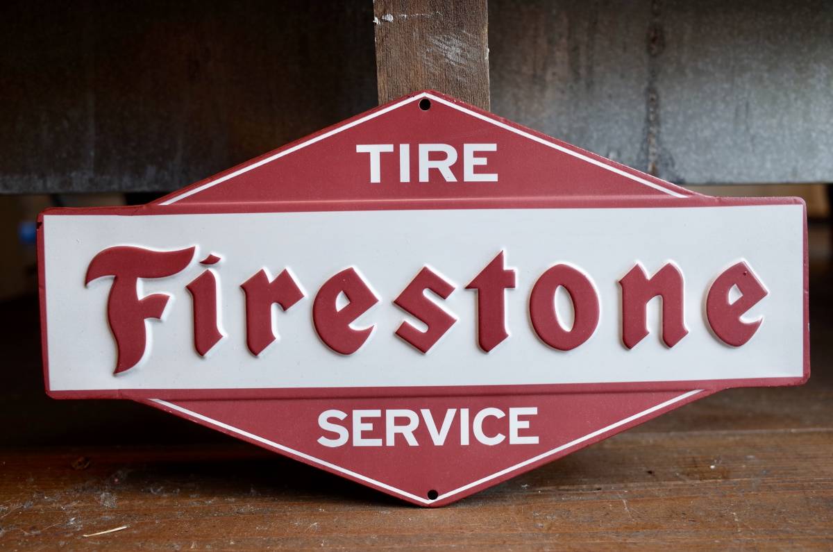 ファイヤーストーン Firestone エンボス 看板 ブリキ看板 | 店舗看板