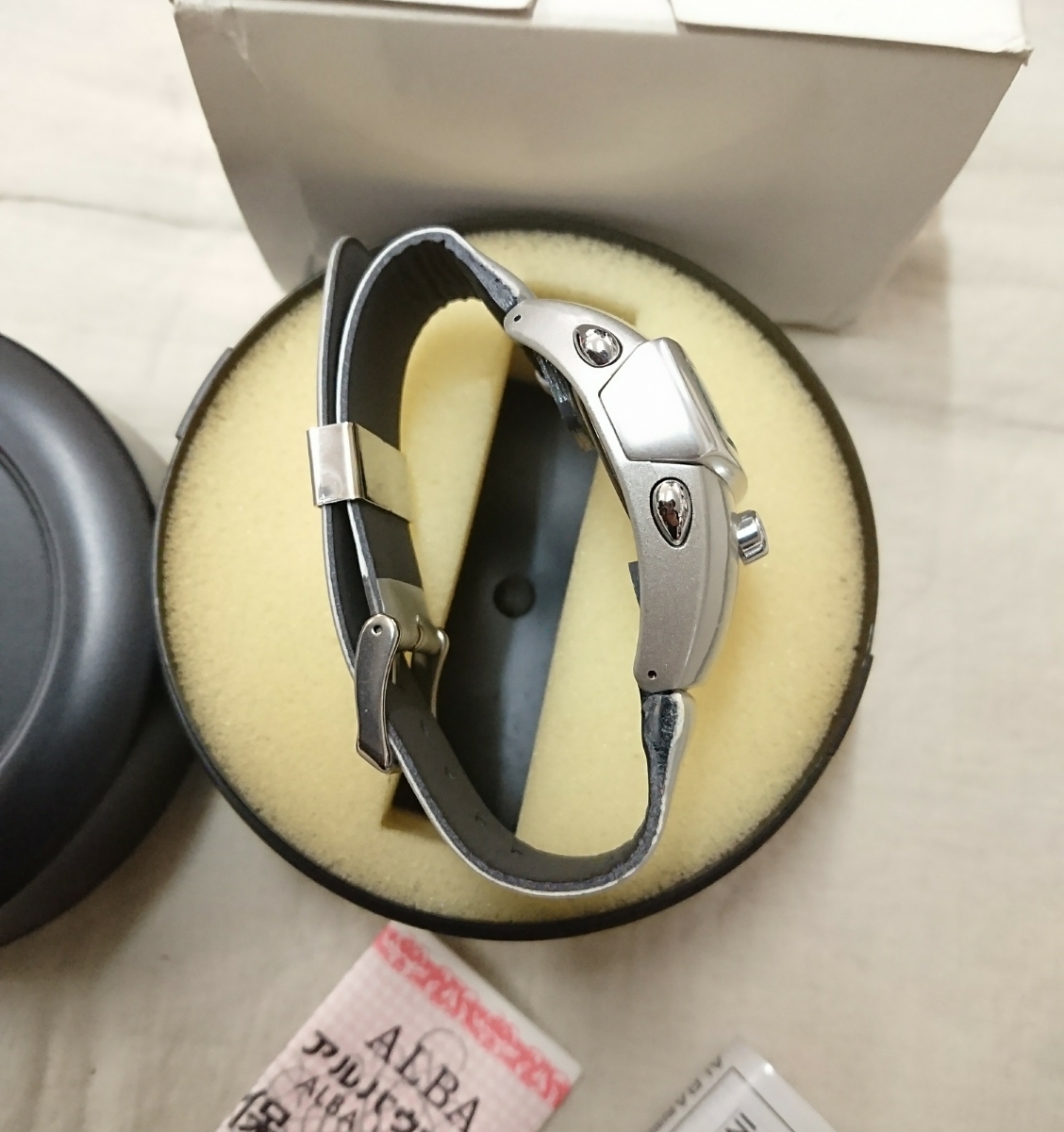 SEIKO ALBA SPOON Y2K シルバー 布製 メンズ 時計 新品電池 ALBA