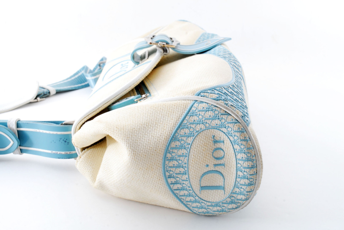 【Christian Dior】トロッター ショルダーバッグ ライトブルー 美品 ディオール ロゴ キャンバス ライトブルー ショルダーバック