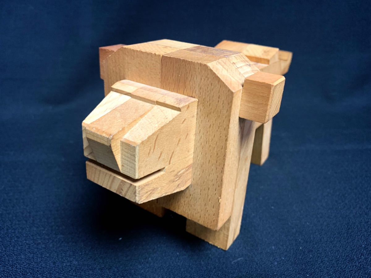 □ 山中組木工房 動物組み木「ライオン」箱根組木細工 YAMANAKA KUMIKI
