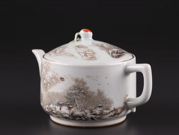 中国古玩 唐物 煎茶道具 粉彩 急須 許人 在銘 時代物 極上品 初だし品